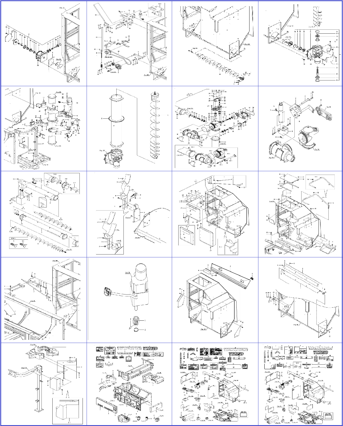 Bộ phận thùng chứa lúa, nhãn và phụ kiện